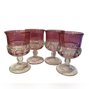 4 Vintage Tiffin Franciscan by King's Crown-Cranberry Flashed juice glas…